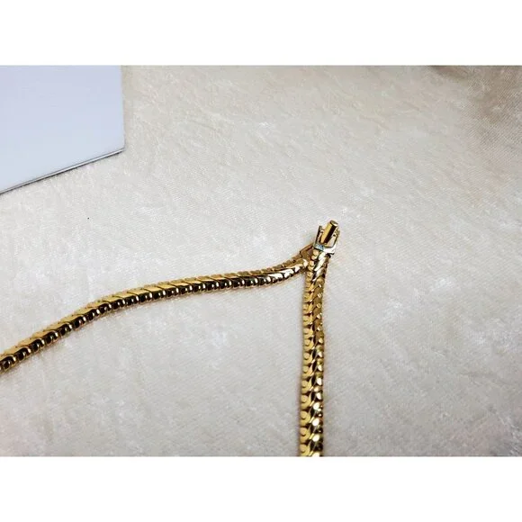 vintage unisex gold tone heavy snake chain chocker necklace - Picture 5 of 5